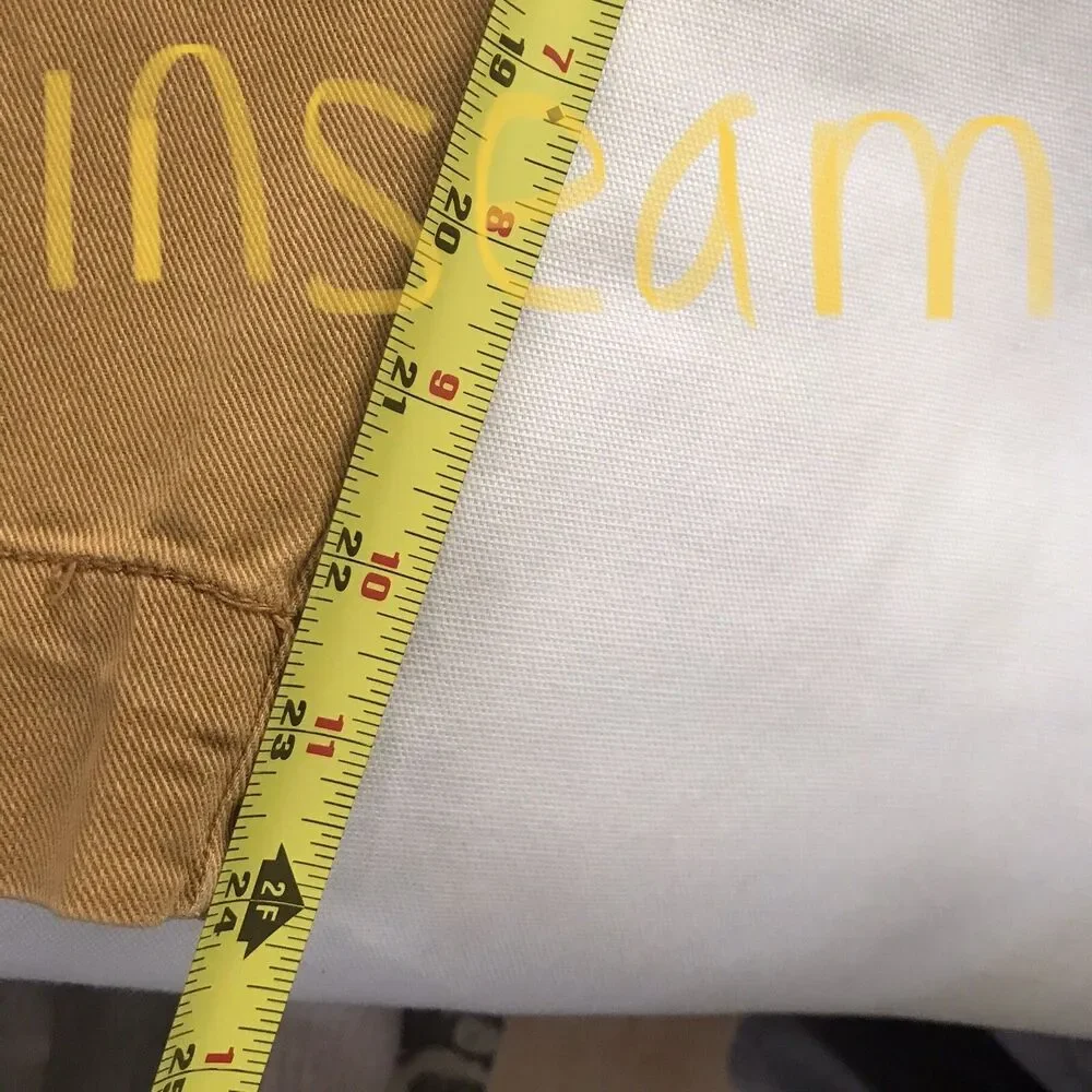 Free People Yellow Pleated Cotton Cropped Denim Casual Pants NWOT 12 - Picture 8 of 10